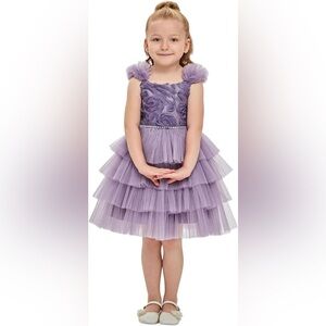 Lavender Tiered Tulle Party Dress for Girls